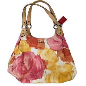 Coach Ashley Floral Hobo Bag in Pink and Yellow